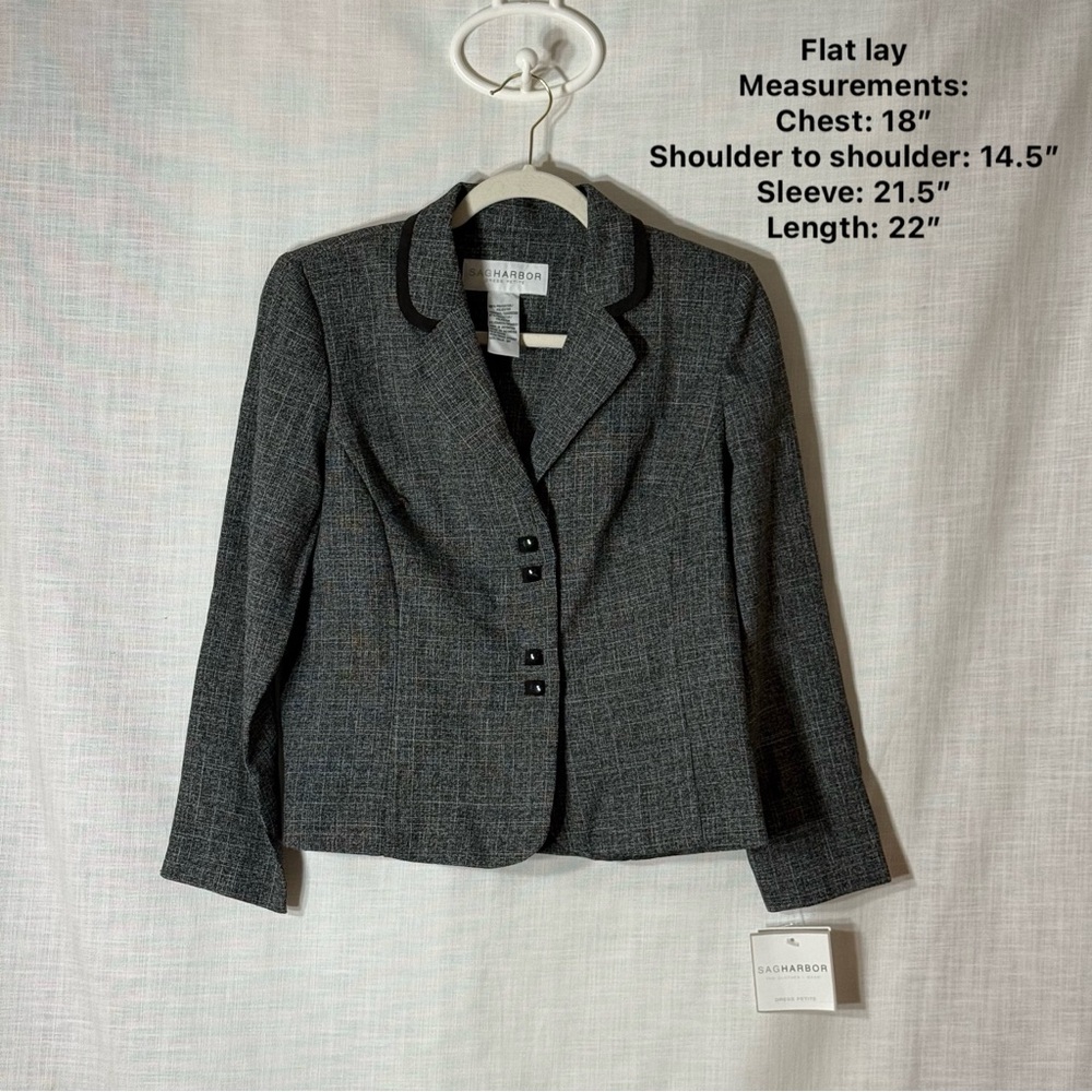 Sag Harbor Petite Gray Textured Blazer Jacket 8P Career Office NWT